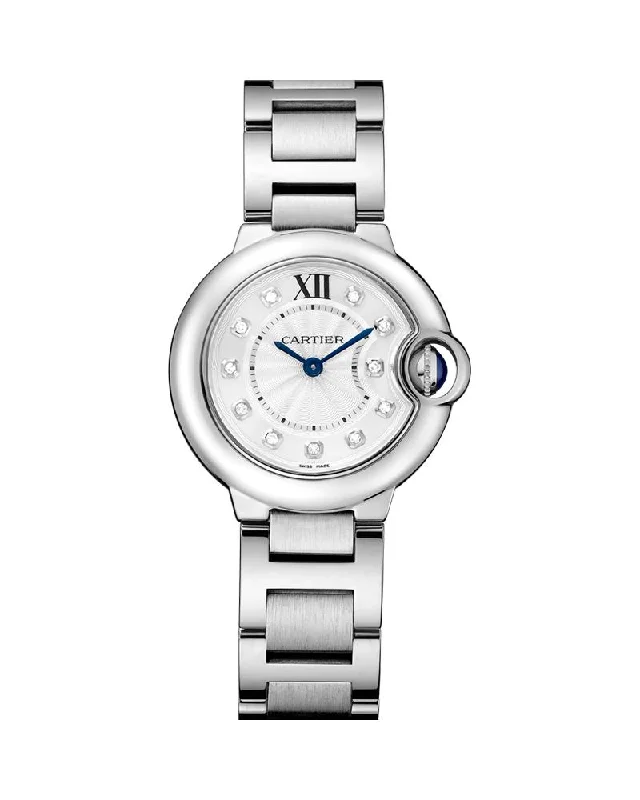 BALLON BLEU DE CARTIER, 28 MM, QUARTZ MOVEMENT, STEEL, DIAMONDS