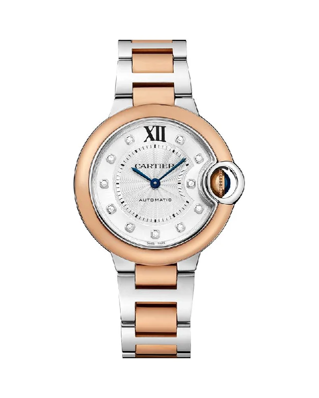 BALLON BLEU DE CARTIER, 33 MM, ROSE GOLD, STEEL, DIAMONDS