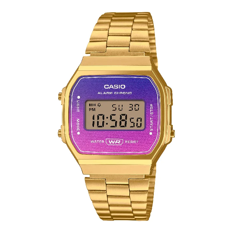 Casio Vintage Style Digital Gold Ion Plated Stainless Steel Band Watch A168WERG-2A