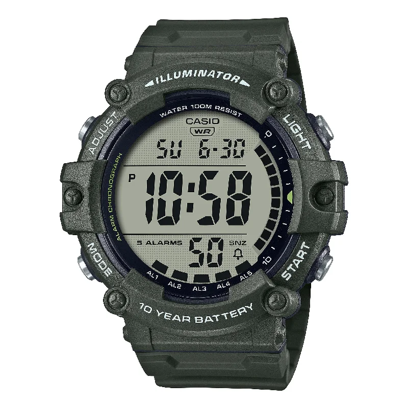 Casio Digital Military Green Resin Band Watch AE1500WHX-3A AE-1500WHX-3A