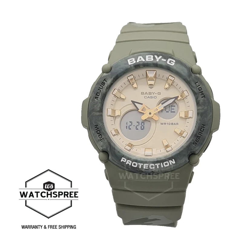 Casio Baby-G Standard Analog-Digital Forest Green with Subtle Camouflage Resin Band Watch BGA275M-3A BGA-275M-3A