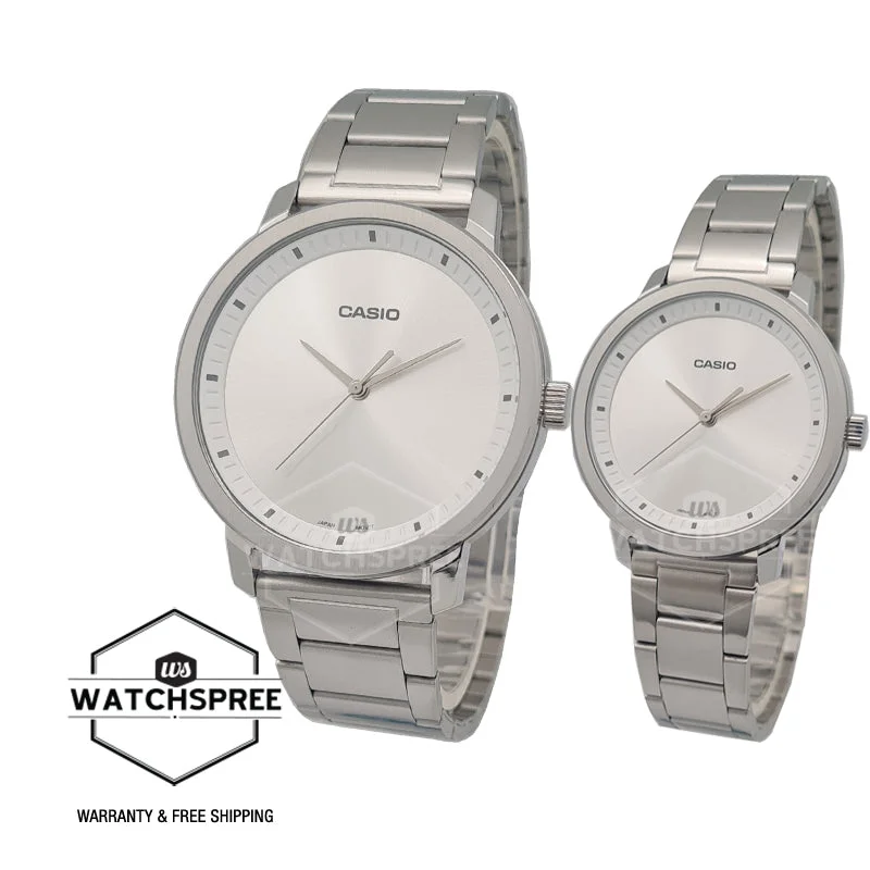 Casio Couple Stainless Steel Band Watch LTPB115D-7E MTPB115D-7E [Couple Watch Set]