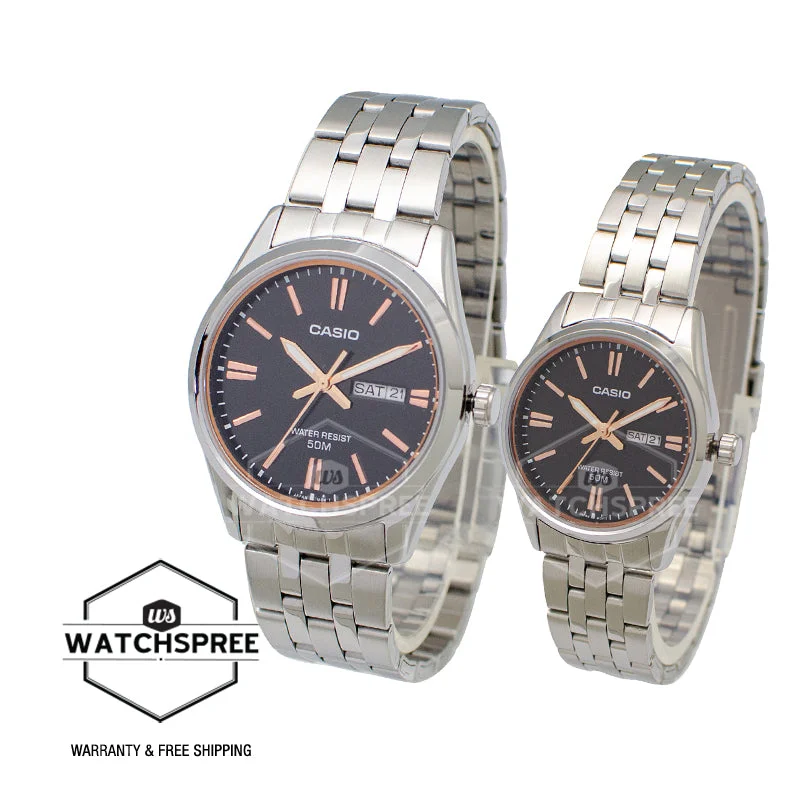 Casio Couple Stainless Steel Watch LTP1335D-1A2 MTP1335D-1A2 [Couple Watch Set]