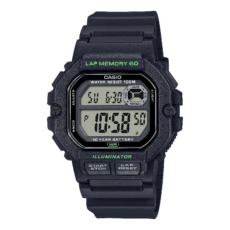 Casio Digital Dual Time Black Resin Band Watch WS1400H-1A WS-1400H-1A