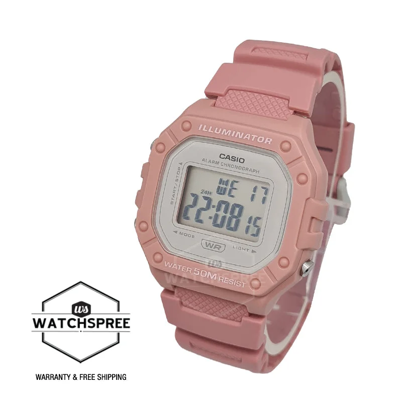 Casio Digital Pink Resin Band Watch W218HC-4A W-218HC-4A [Kids]