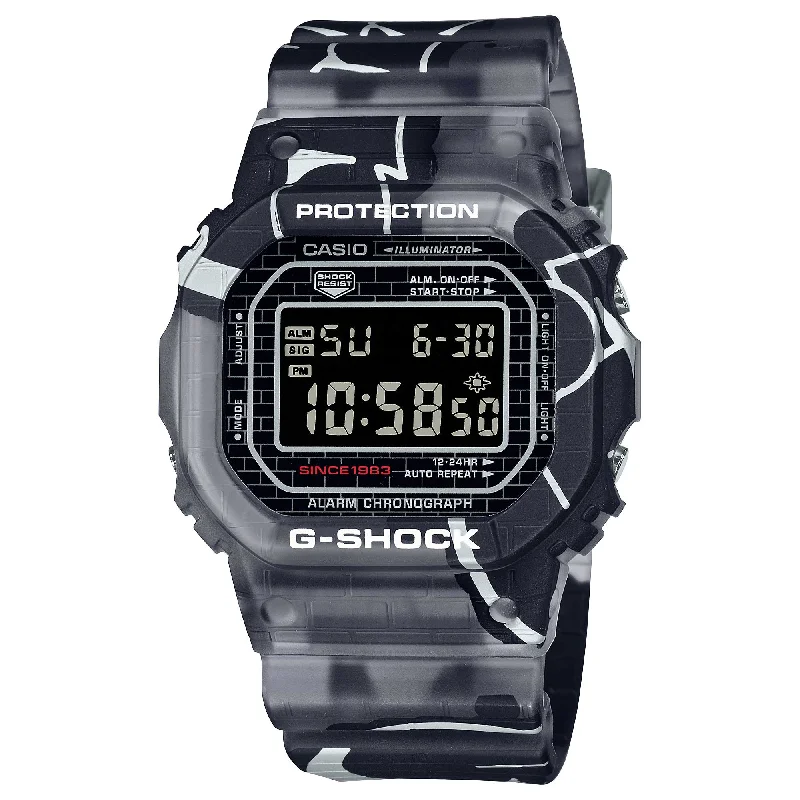 Casio G-Shock DW-5000 Lineup Street Spirit Series Original Graffiti Art Translucent Grey Resin Band Watch DW5000SS-1D DW-5000SS-1D DW-5000SS-1