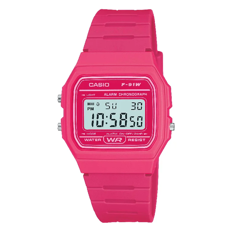 Casio Digital Pink Resin Band Watch F91WC-4A F-91WC-4A