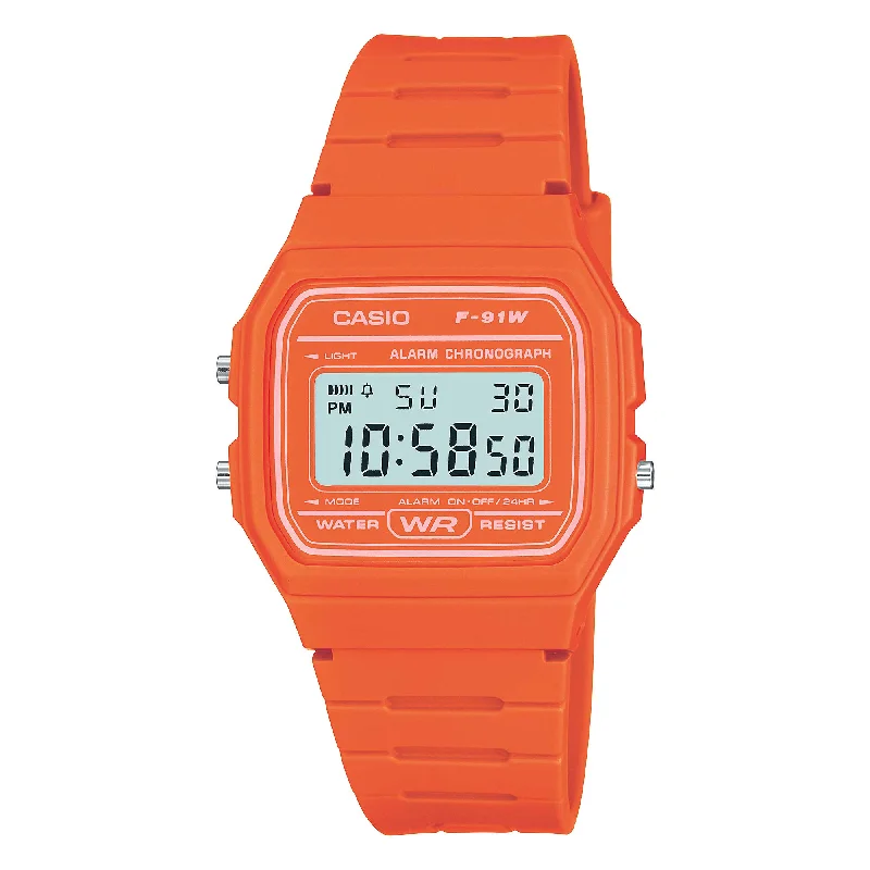 Casio Digital Orange Resin Band Watch F91WC-4A2 F-91WC-4A2 [Kids]