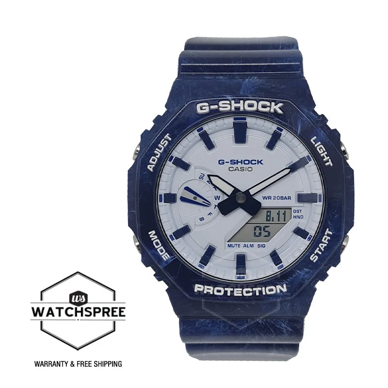 Casio G-Shock Carbon Core Guard Structure Blue Resin Band Watch GA2100BWP-2A GA-2100BWP-2A