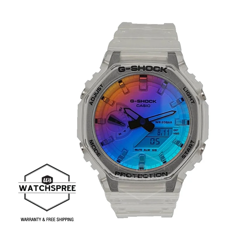 Casio G-Shock Carbon Core Guard Structure Iridescent Colour Dial Transparent Resin Band Watch GA2100SRS-7A GA-2100SRS-7A