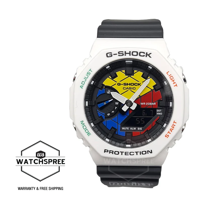 Casio G-Shock Carbon Core Guard Structure Rubik's Cube Collaboration Model Black Resin Band Watch GAE2100RC-1A GAE-2100RC-1A