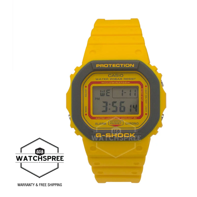 Casio G-Shock DW-5600 Lineup '90s Sports Series Yellow Resin Band Watch DW5610Y-9D DW-5610Y-9D DW-5610Y-9