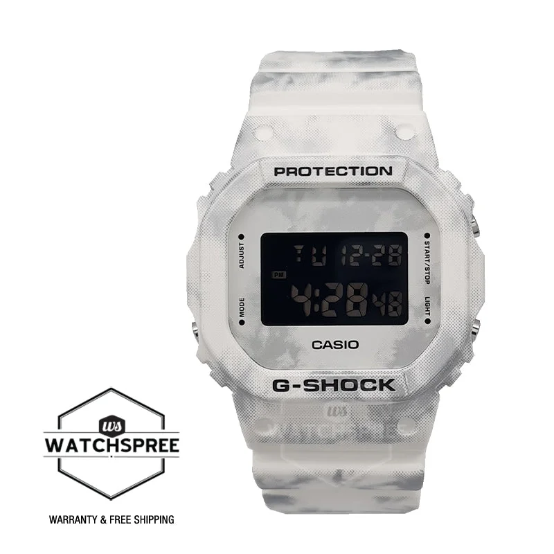 Casio G-Shock DW-5600 Lineup Wintry White with Camouflage Pattern Resin Band Watch DW5600GC-7D DW-5600GC-7D DW-5600GC-7