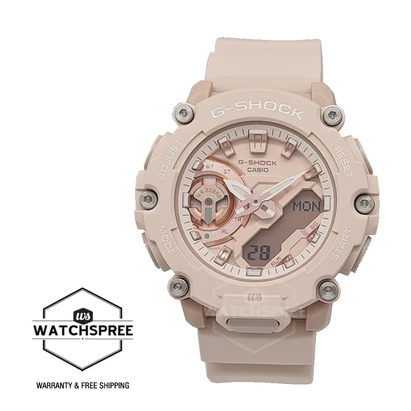 Casio G-Shock for Ladies' Carbon Core Guard Structure Light Peach Resin Band Watch GMAS2200M-4A GMA-S2200M-4A