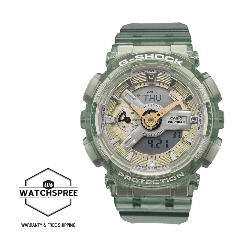 Casio G-Shock for Ladies' See-Through Subtle Green Resin Band Watch GMAS110GS-3A GMA-S110GS-3A