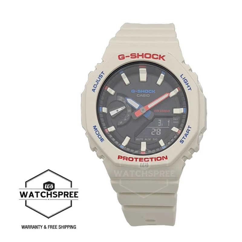 Casio G-Shock for Ladies' Tricolour Design Series Carbon Core Guard Structure Off White Resin Band Watch GMAS2100WT-7A1 GMA-S2100WT-7A1