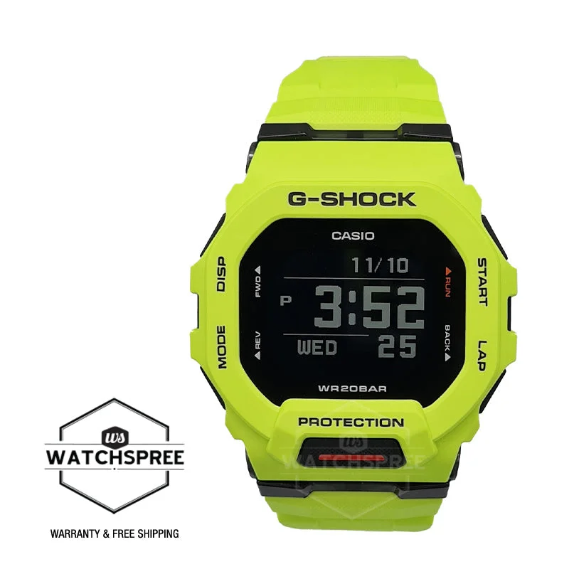 Casio G-Shock G-SQUAD Bluetooth Lime Green Resin Band Watch GBD200-9D GBD-200-9D GBD-200-9