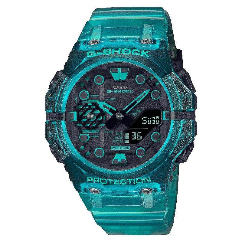 Casio G-Shock GA-B001 Lineup Carbon Core Guard Structure Bluetooth® Turquoise Blue Translucent Gradated Resin Band Watch GAB001G-2A GA-B001G-2A