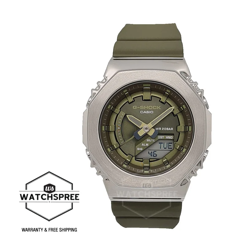 Casio G-Shock S Series for Ladies' Metal-Clad Octagonal Green Resin Band Watch GMS2100-3A GM-S2100-3A