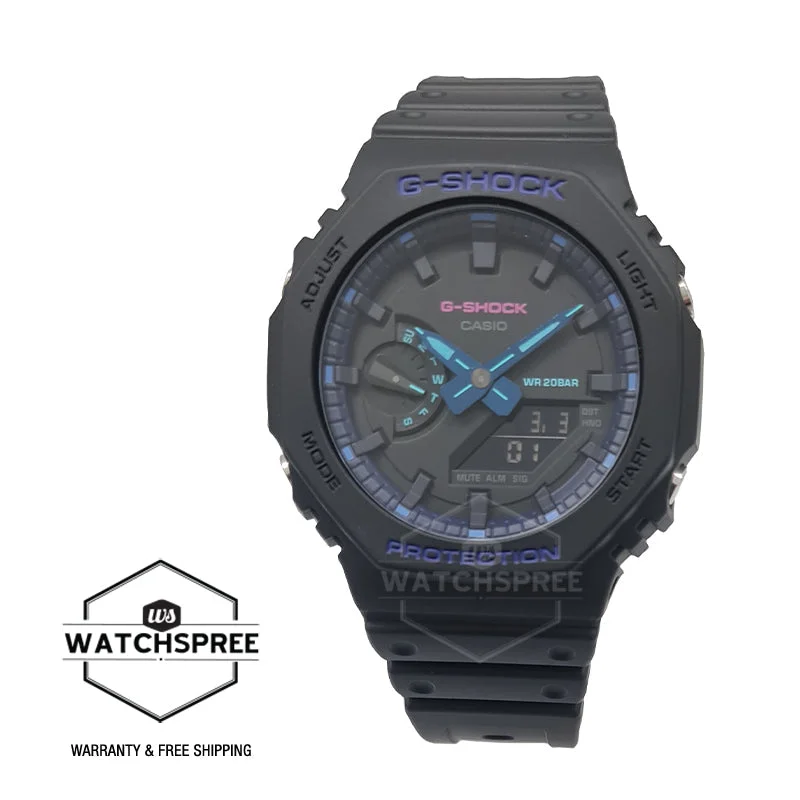 Casio G-Shock Special Colour Model Carbon Core Guard Structure Black Resin Band Watch GA2100VB-1A GA-2100VB-1A