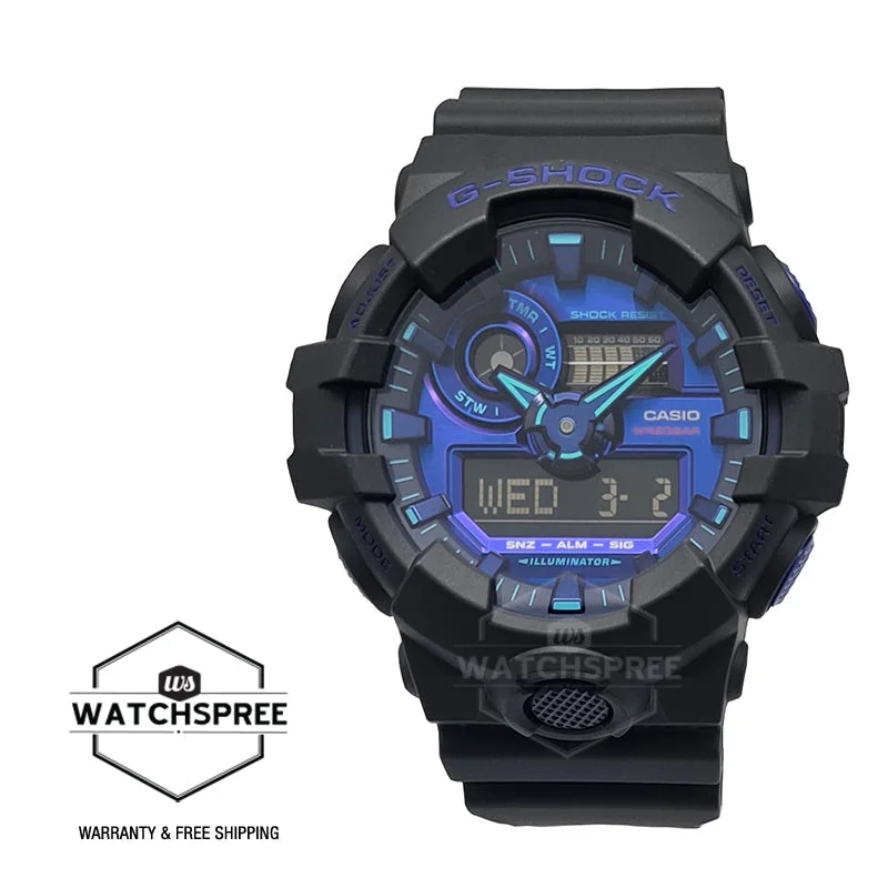 Casio G-Shock Special Colour Model GA-700 Lineup Black Resin Band Watch GA700VB-1A GA-700VB-1A