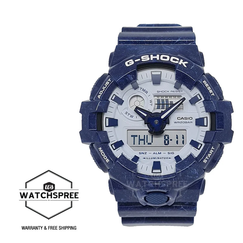 Casio G-Shock Special Colour Model GA-700 Lineup Blue Resin Band Watch GA700BWP-2A GA-700BWP-2A