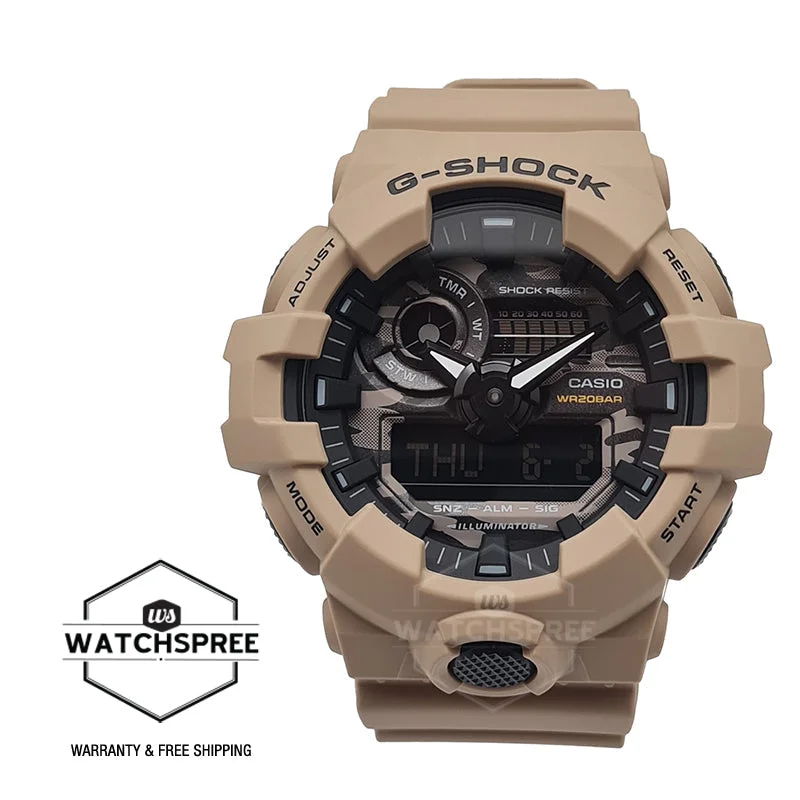 Casio G-Shock Special Colour Model GA-700 Lineup Khaki Brown Resin Band Watch GA700CA-5A GA-700CA-5A