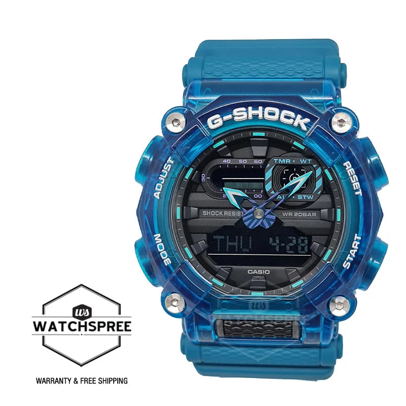 Casio G-Shock Special Colour Model GA-900 Lineup Blue Semi-Transparent Resin Band Watch GA900SKL-2A GA-900SKL-2A