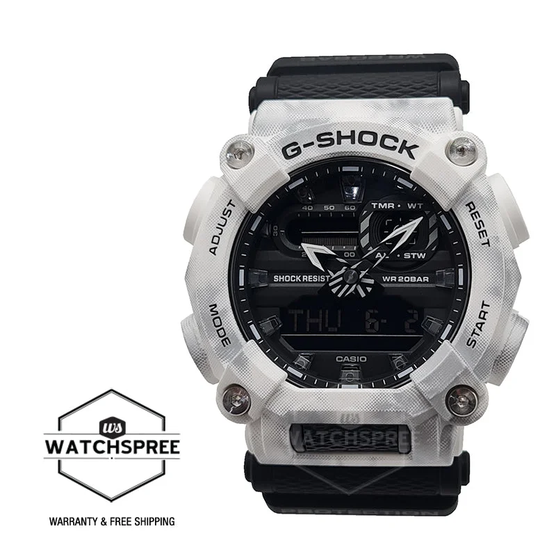 Casio G-Shock Special Colour Model GA-900 Lineup Frozen Forest White Camouflage Resin Band Watch GA900GC-7A GA-900GC-7A