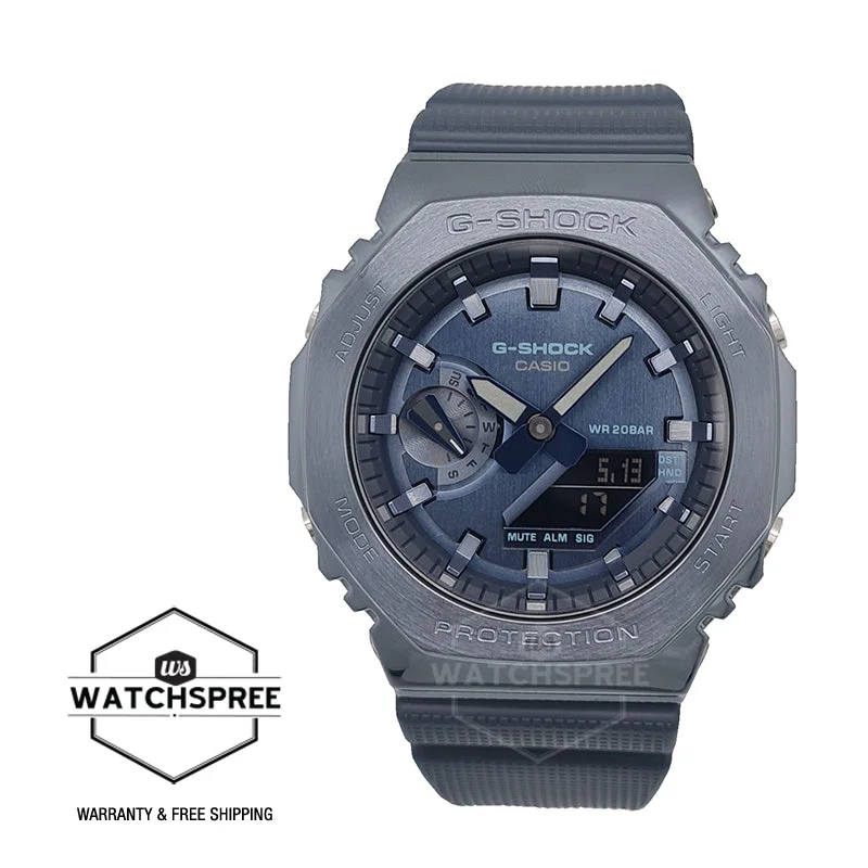 Casio G-Shock Standard-Bearer Metal-Clad Octagonal Navy Blue Resin Band Watch GM2100N-2A GM-2100N-2A