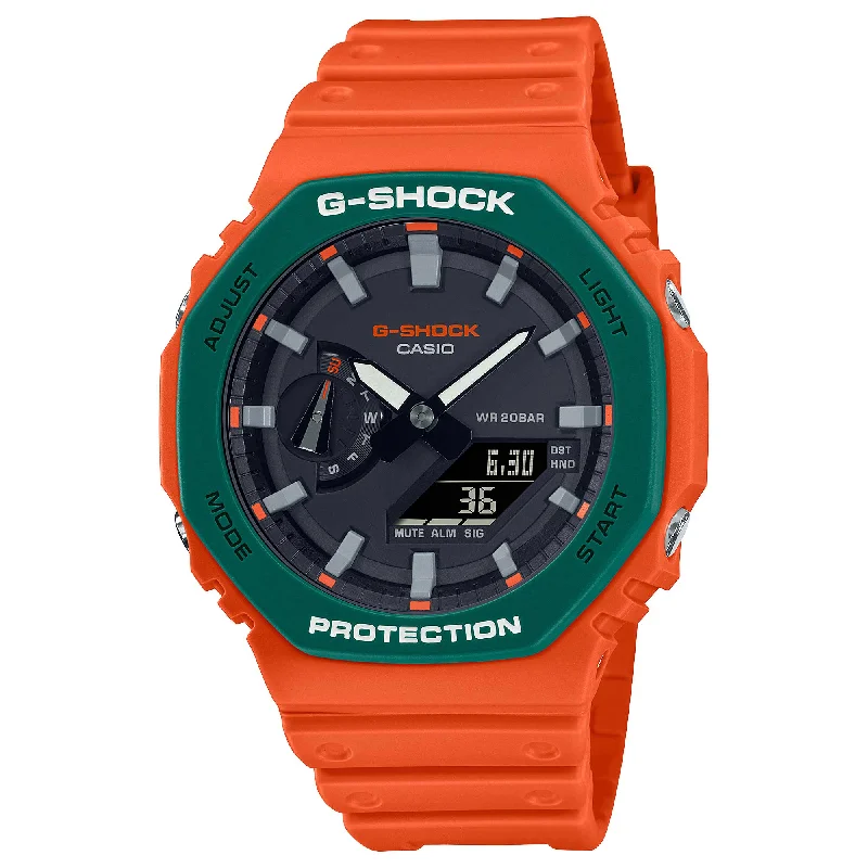 Casio G-Shock GA-2100 Lineup Carbon Core Guard Structure Popular Spirited Colours Orange Resin Band Watch GA2110SC-4A GA-2110SC-4A