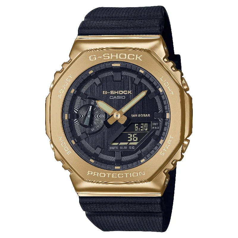 Casio G-Shock Standard-Bearer Metal-Clad Octagonal Black Resin Band Watch GM2100G-1A9 GM-2100G-1A9