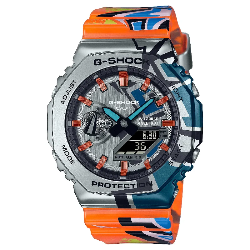 Casio G-Shock GM-2100 Lineup Street Spirit Series Original Graffiti Art Standard-Bearer Metal-Clad Octagonal Multicolour Resin Band Watch GM2100SS-1A GM-2100SS-1A