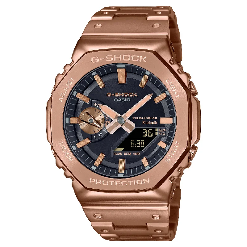 Casio G-Shock GM-B2100 Lineup Full Metal Case Bluetooth’?????¶ôÇï¶ôǝ??’?????¶ôÇï¶ôǝ?’?????¶ôÇï¶ôíôÇïÇ?ÇîÇ??€õ’??ǯ¶ôÇû¶ô¶©Ç??€õ????? Tough Solar Rose Gold Ion Plated Stainless Steel Band Watch GMB2100GD-5A GM-B2100GD-5A