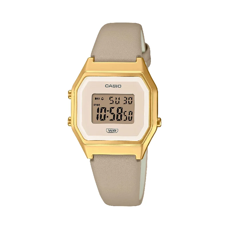 Casio Ladies' Digital Sand Leather Strap Watch LA680WEGL-5D LA680WEGL-5