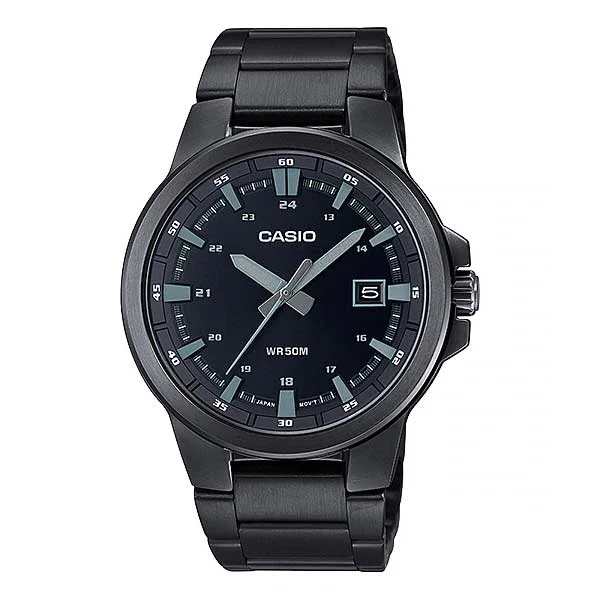 Casio Men's Analog Black Ion Plated Stainless Steel Band Watch MTPE173B-1A MTP-E173B-1A