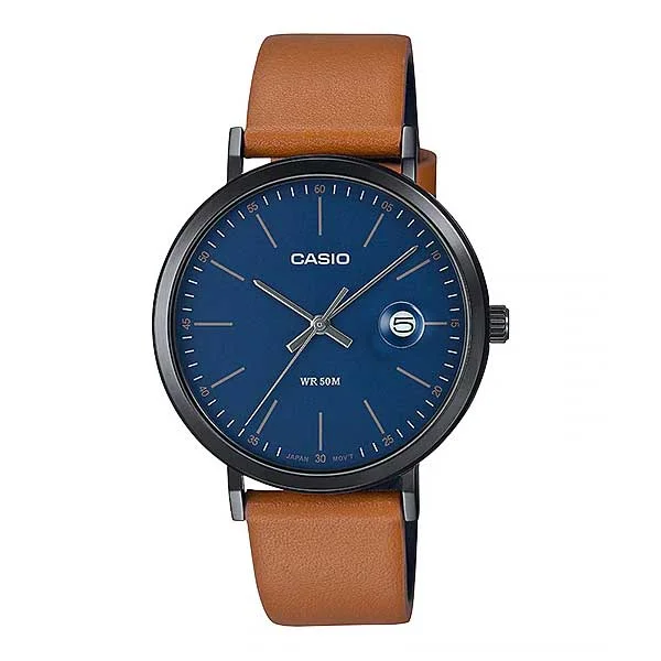 Casio Men's Analog Brown Leather Strap Watch MTPE175BL-2E MTP-E175BL-2E