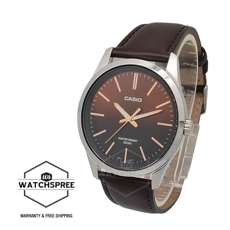 Casio Men's Analog Brown Leather Strap Watch MTPE180L-5A MTP-E180L-5A