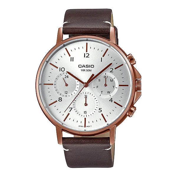 Casio Men's Analog Brown Leather Strap Watch MTPE321RL-5A MTP-E321RL-5A