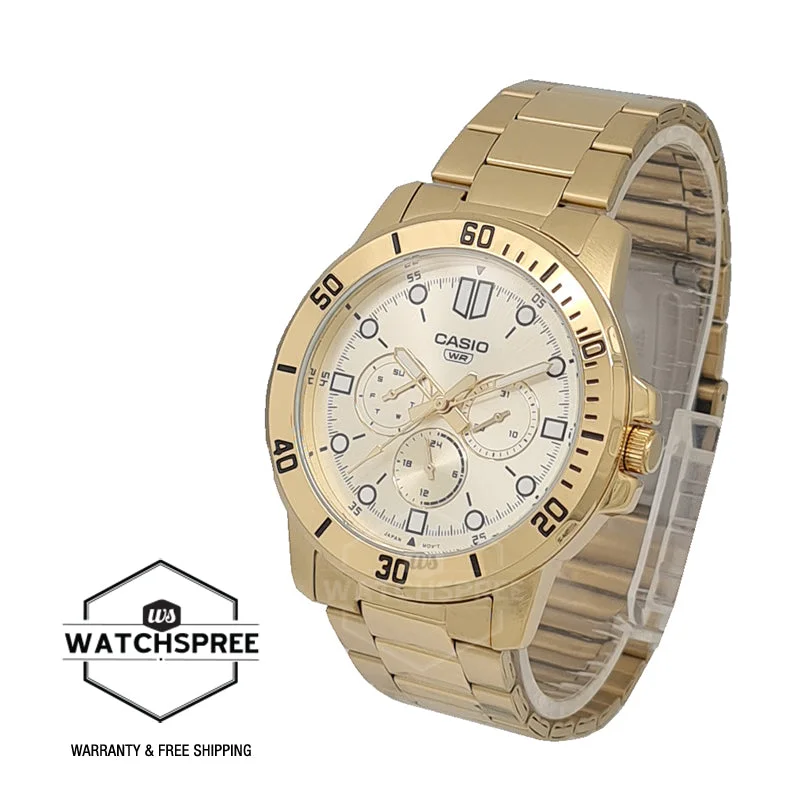 Casio Men's Analog Multi Hands Gold Tone Stainless Steel Band Watch MTPVD300G-9E MTP-VD300G-9E