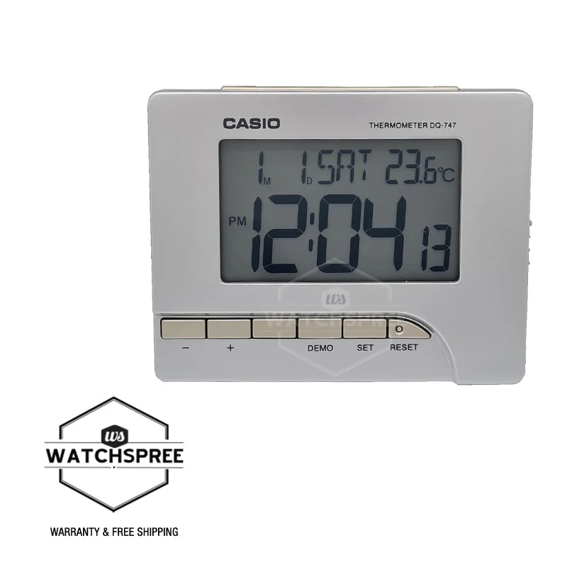 Casio Silver Resin Table Clock DQ747-8D DQ-747-8D DQ-747-8