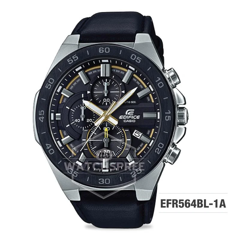 Casio Edifice Standard Chronograph Black Leather Strap Watch EFR564BL-1A EFR-564BL-1A