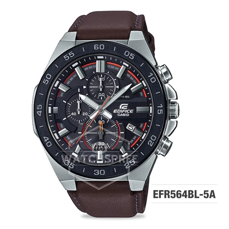 Casio Edifice Standard Chronograph Dark Brown Leather Strap Watch EFR564BL-5A EFR-564BL-5A