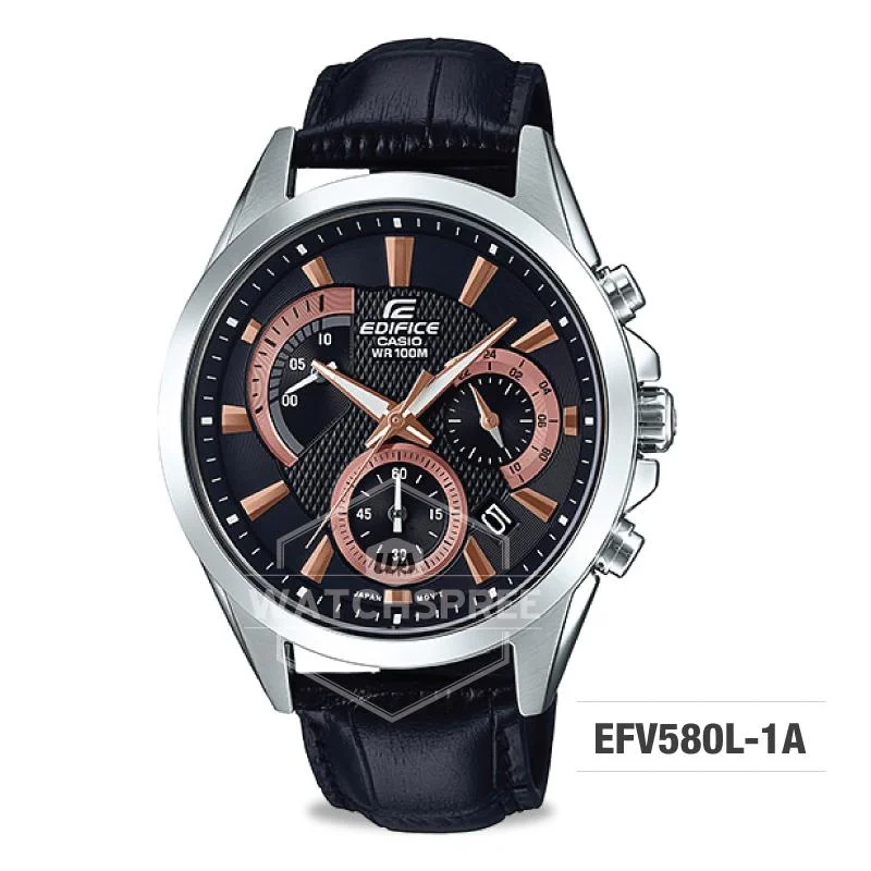 Casio Edifice Standard Chronograph Silver Stainless Band Watch EFV580L-1A EFV-580L-1A