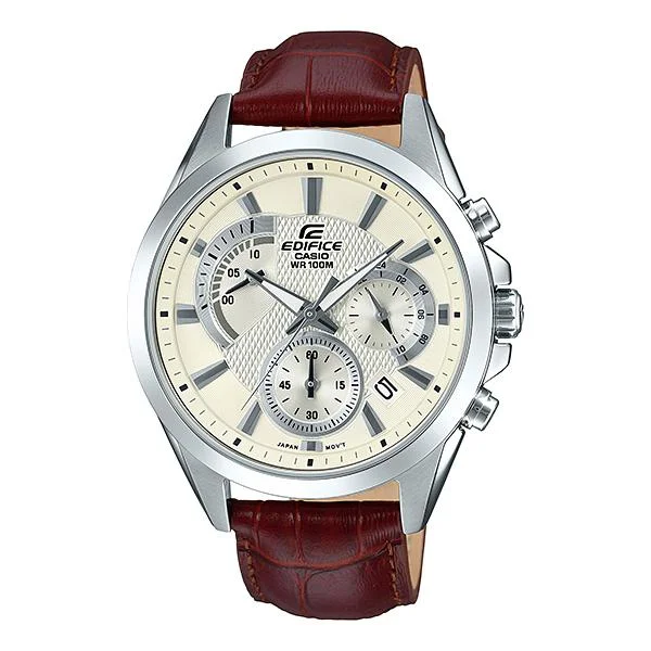 Casio Edifice Standard Chronograph Brown Leather Strap Watch EFV580L-7A EFV-580L-7A