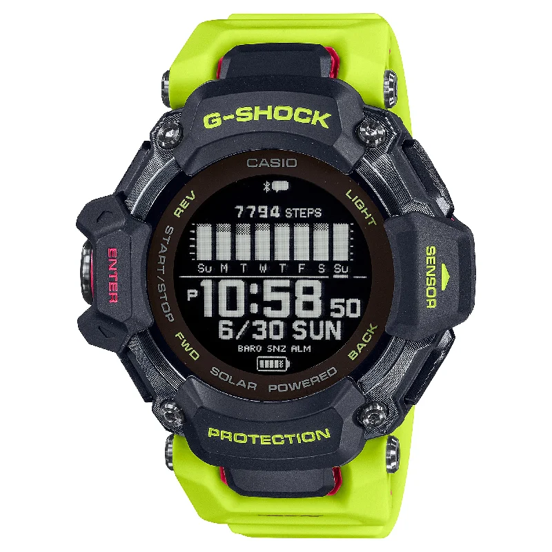 Casio G-Shock GBD-H2000 Lineup G-SQUAD Bluetooth® Tough Solar Multi-Sport Series Bio-Based Yellow Resin Band Watch GBDH2000-1A9 GBD-H2000-1A9