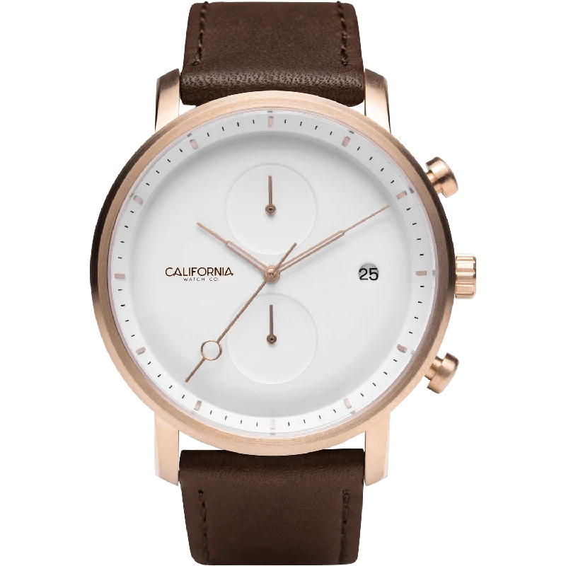 Golden Gate Chrono Leather Rose Gold White