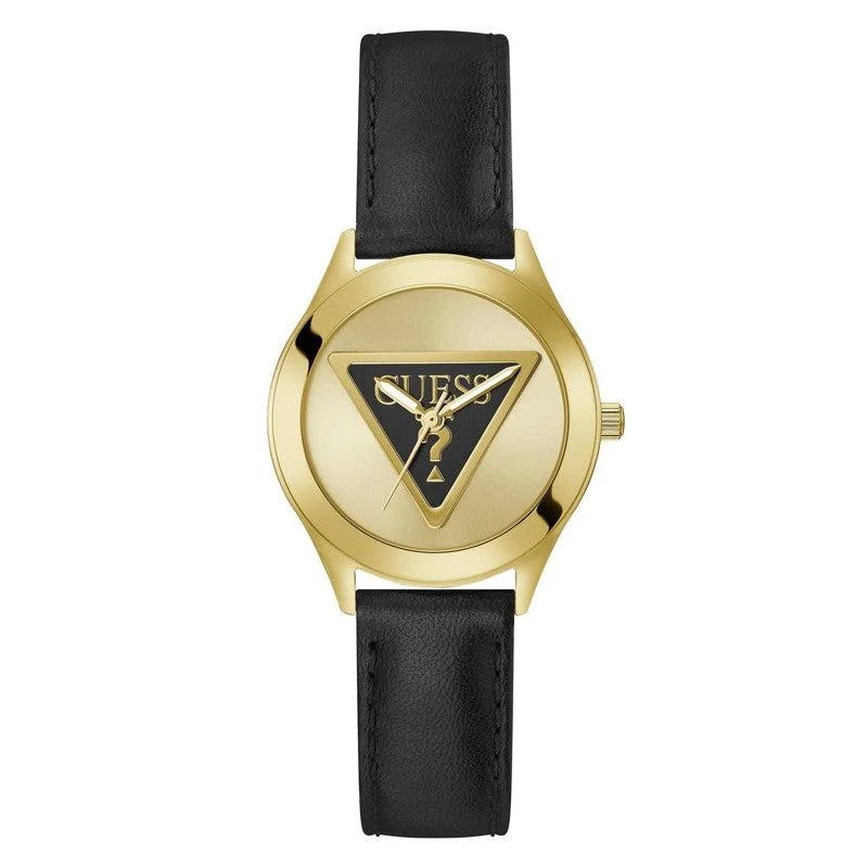 Guess Tri Plaque Champagne Dial Analogue Watch