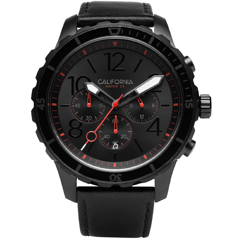 Mavericks Chrono Leather All Black Red