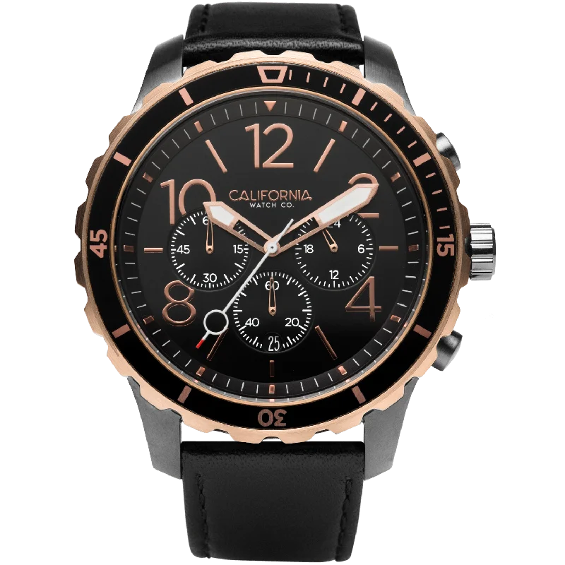 Mavericks Chrono Leather Gunmetal Rose Gold